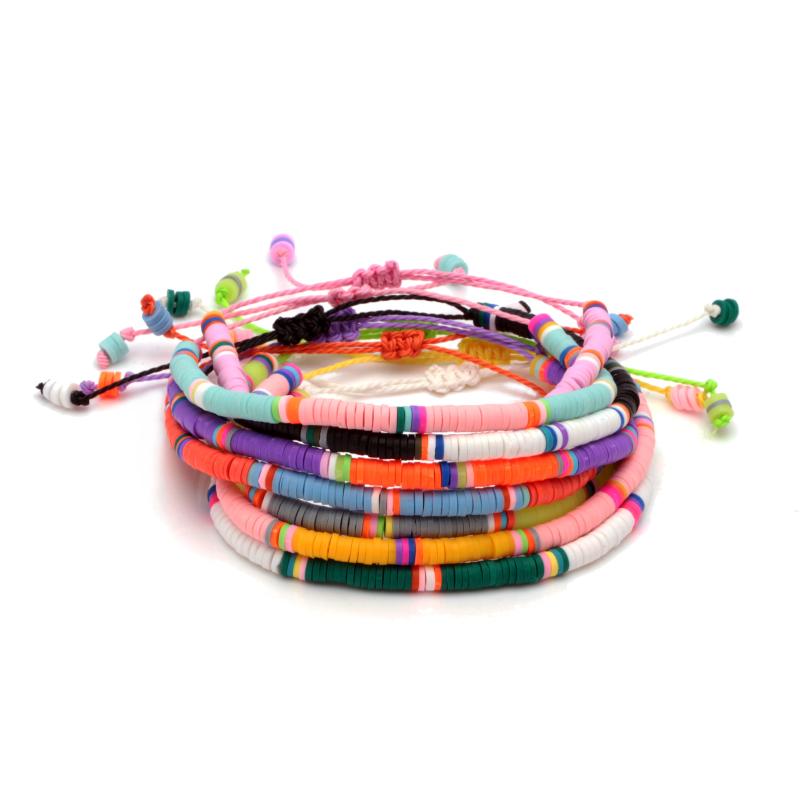 Recyclable Polymer Clay Disc Beads Waxed String Braided Bracelets Women Femme Boho Mixed Color Popular Loop Free Surf Jewelry he
Recyclable Polymer Clay Disc Beads Waxed String Braided Bracelets Women Femme Boho Mixed Color Popular Loop Free Surf Jewelry he