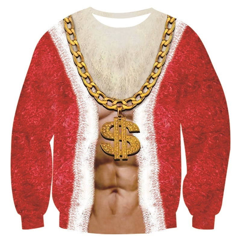 2020 Ugly Christmas Sweater Santa Claus Printed Loose Sweater Men Women Pullover Christmas Novelty Autumn Winter Tops Clothing T200101