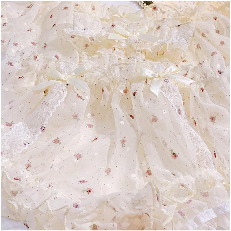 Pink Stitch Pajamas for Women Sexy Lingerie Sleepwear Pj Set Nightwear Shorts Chiffon Floral Sleep Wear Cute Lolita Home Clothes LJ200921