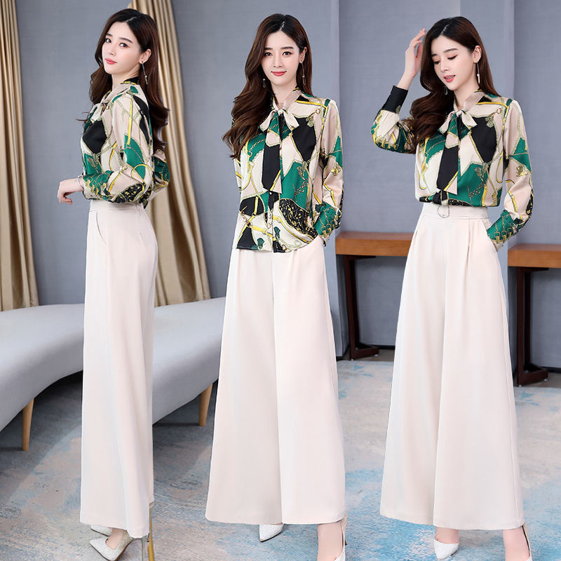 Summer Two Piece Set OL Women Sets Plus Size Two Piece Set Top And Pants Wide Leg Pants Woman Tracksuit /outfit/suit/Set 2 Piece 201119