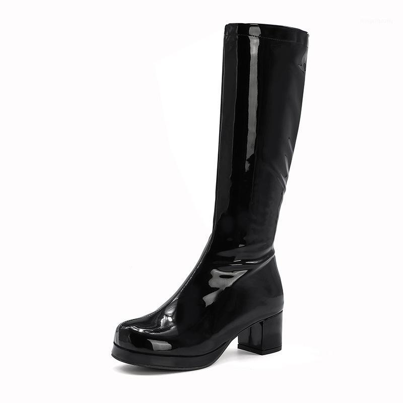 Fashion Women Patent Leather Boots Autumn Winter High Heel Platform Mid Calf Boots For Women Colorful Fashion Light PU1, White shoes
Fashion Women Patent Leather Boots Autumn Winter High Heel Platform Mid Calf Boots For Women Colorful Fashion Light PU1, White shoes