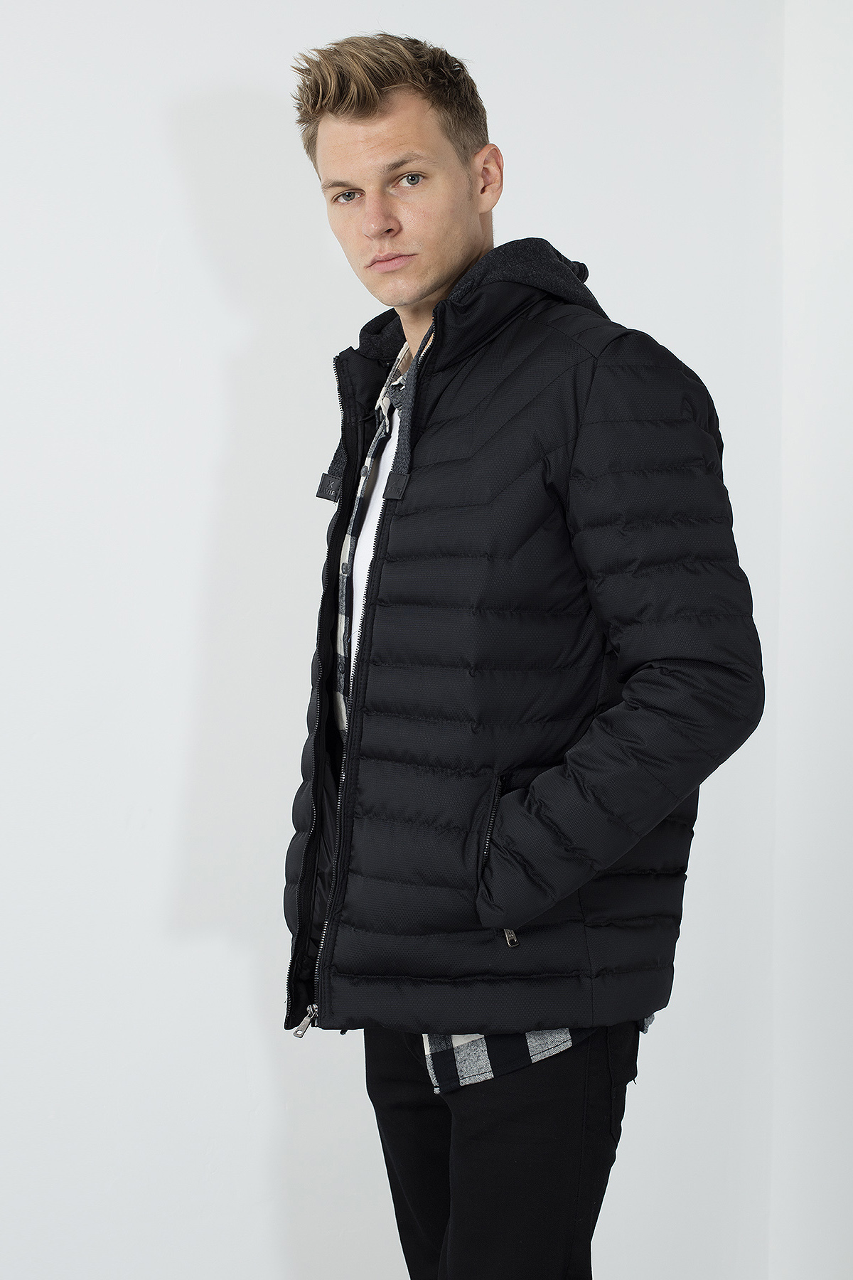 Buratti Zipper Removable Hooded Upright Collar Slim Fit Inflatable Coat MALE COAT 5855039 201028