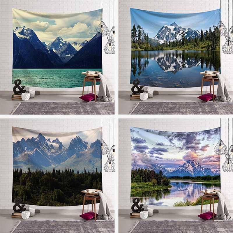 

Sky Forest Lake Tapestry Home Decor Wall Hanging for Living Room Nature Wall Cloth 3D Wedding Landscape Decor Blanket Rectangle1