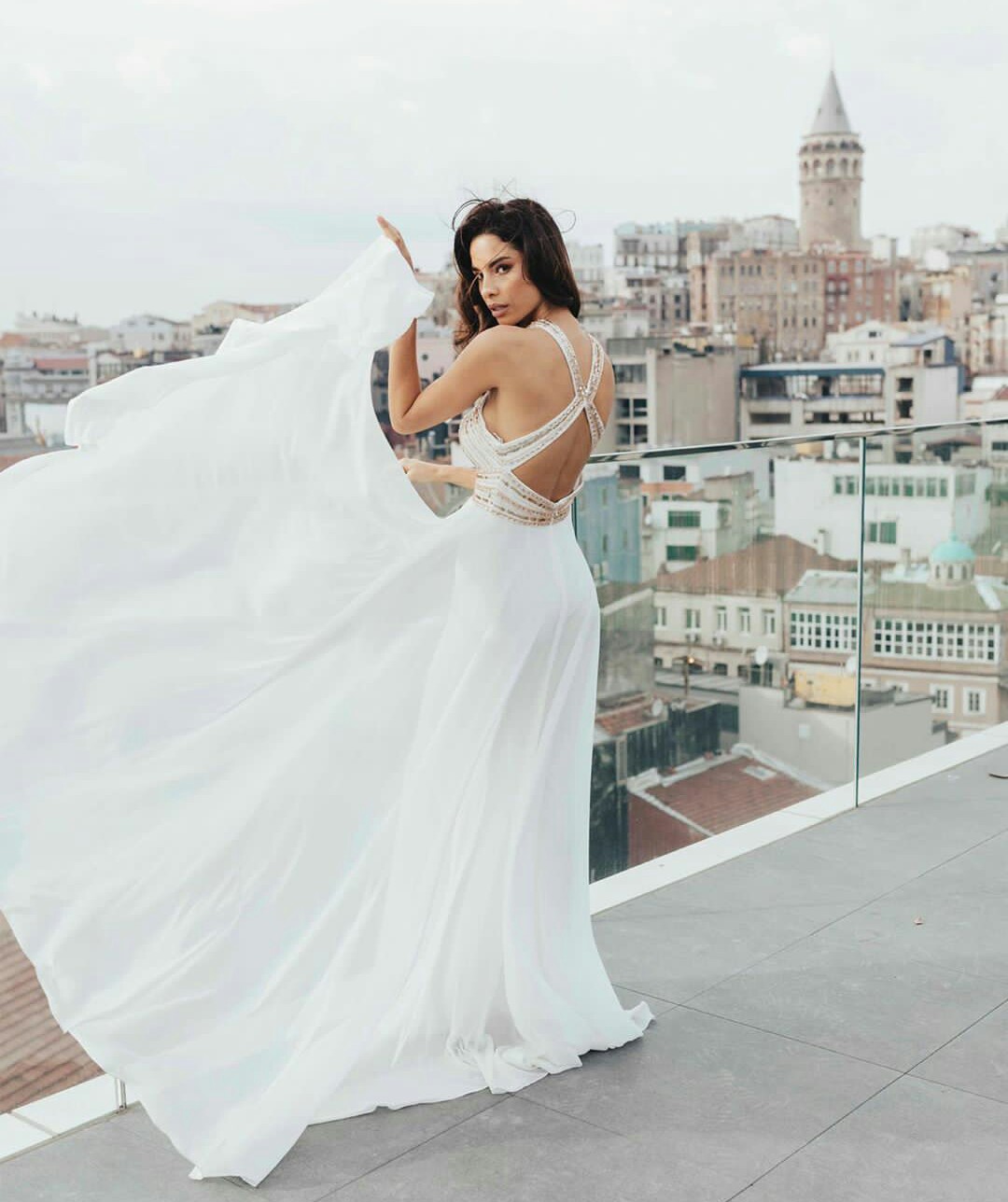 2021 A Line Prom Dresses with Overskirt Women Jumpsuit Criss Cross Strap Sequined Eveing Gowns Plus Size vestido de novia