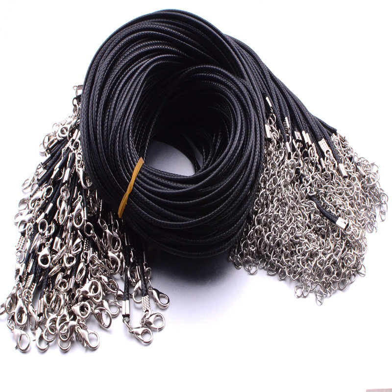 Black Leather Cord Rope 1.5mm Strands Wire for DIY Pendant Necklace Gift With Lobster Clasp Link chain Charms Jewelry 100pcs/lot Wholesale 69 J2
Black Leather Cord Rope 1.5mm Strands Wire for DIY Pendant Necklace Gift With Lobster Clasp Link chain Charms Jewelry 100pcs/lot Wholesale 69 J2