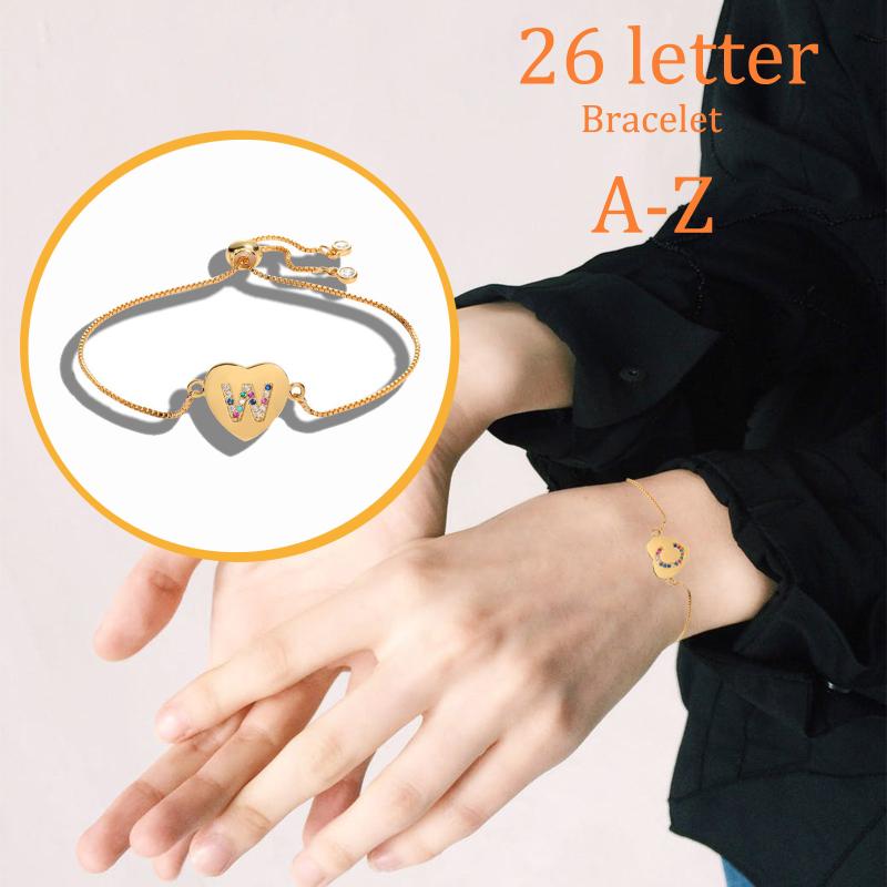 26 Letter Pull Bracelet Peach Heart Color Zircon Jewelry Female Bracelet Chain Basic Bracelets For Fashion Women Bead DIY Jewel
26 Letter Pull Bracelet Peach Heart Color Zircon Jewelry Female Bracelet Chain Basic Bracelets For Fashion Women Bead DIY Jewel