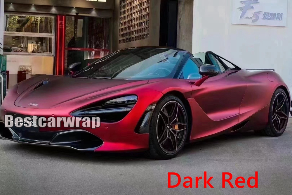 Top Quality Deep Romantic Red Satin Chrome Vinyl CAR Wrap Film sticker Wrapping Covering Foil Low tack glue 3M quality 1.52x20m Roll 5x65ft