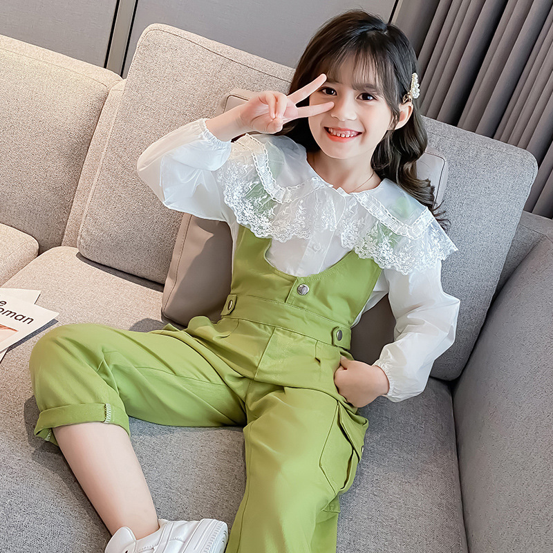 Girls' Overalls Set 2020 Autumn New Style Online Celebrity Korean-style Western Style Children Fashionable GIRL'S Spring and AutX1019