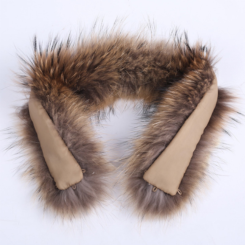Special offer Leather fur collar 100% authentic raccoon hair scarf fur trim down coat fur strip / hooded raccoon collar Scarves 201103