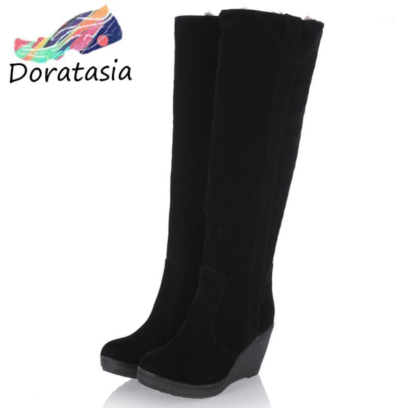 DORATASIA Buckle Wedges Flock Shoes Round Toe Warm Comfy Winter Boots Women Winter Thick Fur Mid Calf Boots1, Black
DORATASIA Buckle Wedges Flock Shoes Round Toe Warm Comfy Winter Boots Women Winter Thick Fur Mid Calf Boots1, Black