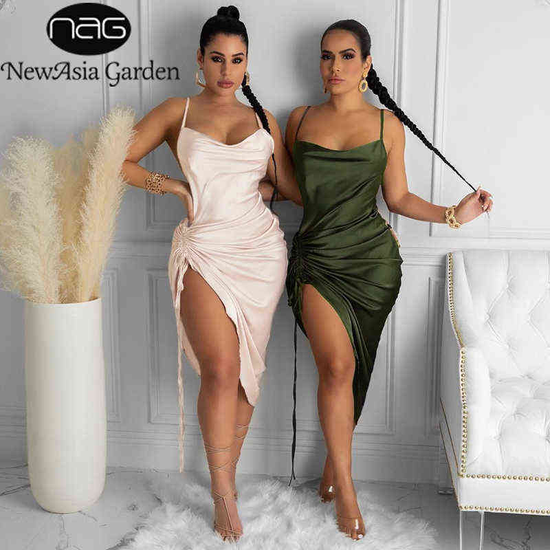 NewAsia Ruched Satin Summer Dress Drawstring Spaghetti Straps Cowl Neck Backless Long Dresses for Women Party Sexy Vestidos 2020 G1223, Beige 
NewAsia Ruched Satin Summer Dress Drawstring Spaghetti Straps Cowl Neck Backless Long Dresses for Women Party Sexy Vestidos 2020 G1223, Beige
