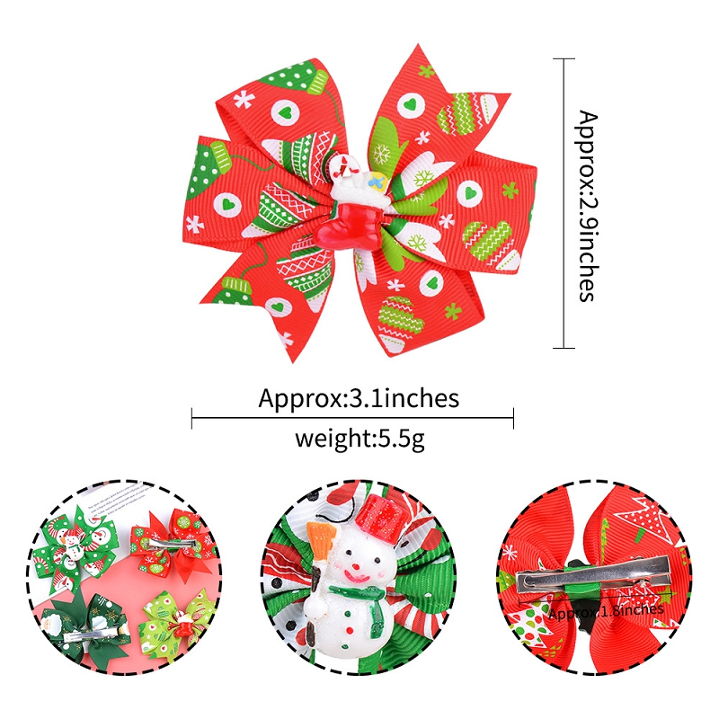 Christmas Hair Bows Baby Hair Clips Girls Party Barrettes Xmas Tree Santa Claus Hairpins Boutique Children Hair Accessories M3003