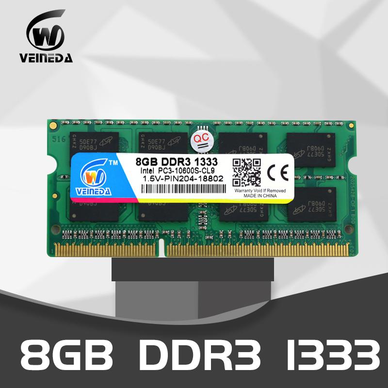 

VEINEDA laptop memory DDR3 2gb 4gb 8gb 1333 1600MHz 204pin 1.5V PC3-10600 sodimm Ram ddr 3 Notebook Memory