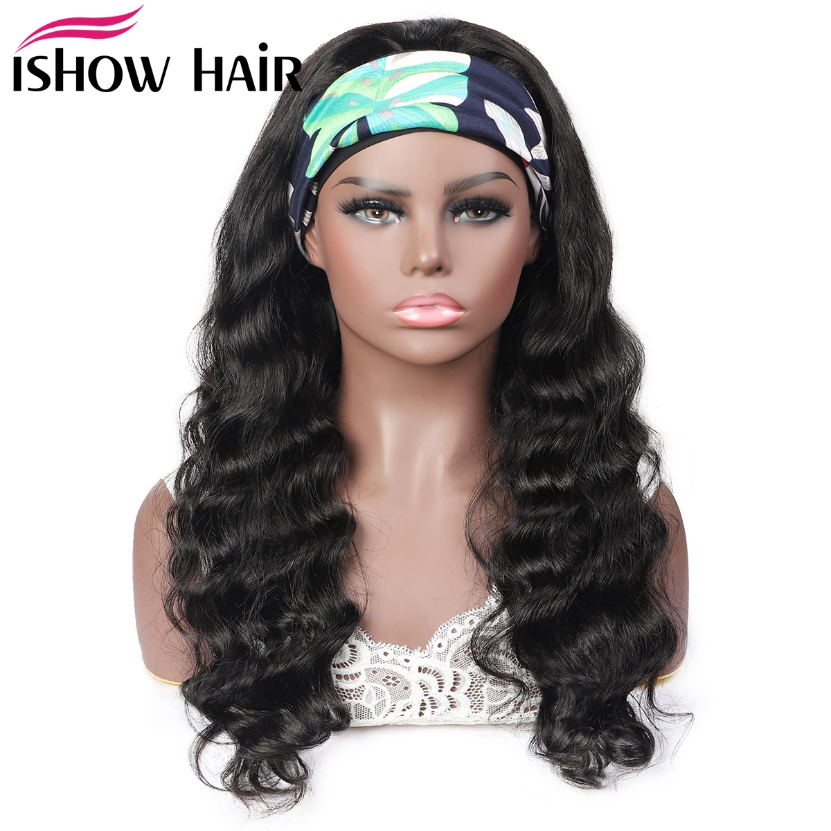 Ishow 26 28 30inch Human Hair Wigs With Headbands Easy to Install Body Yaki Straight Water Headband Wig Loose Deep Curly None Lace Wigs for Women All 