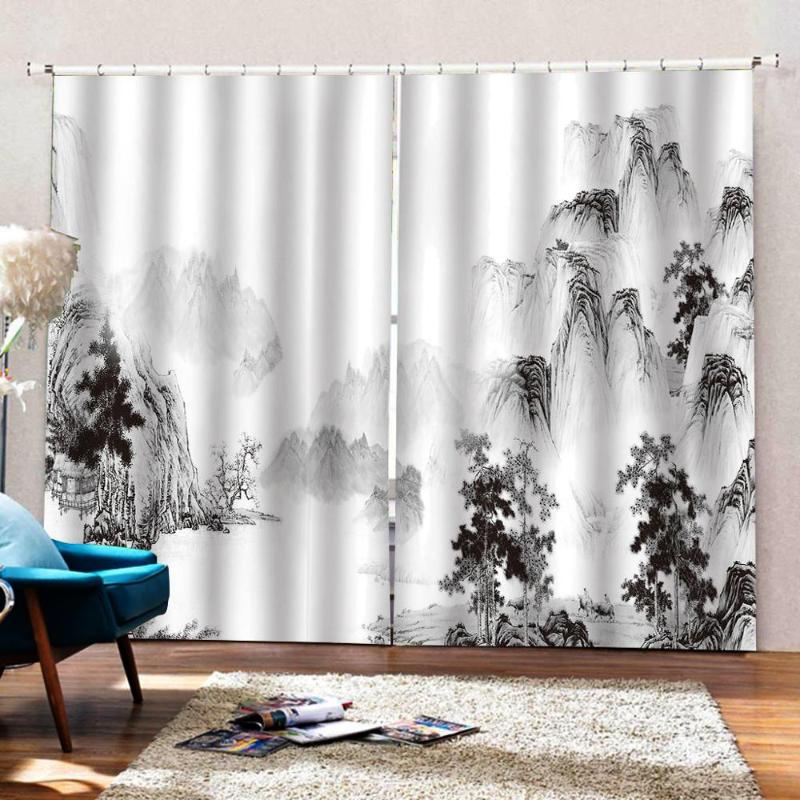 Custom any size Black and white pastoral mountain curtains shading 3D living room curtains bedroom luxury decoration, As pic
Custom any size Black and white pastoral mountain curtains shading 3D living room curtains bedroom luxury decoration, As pic