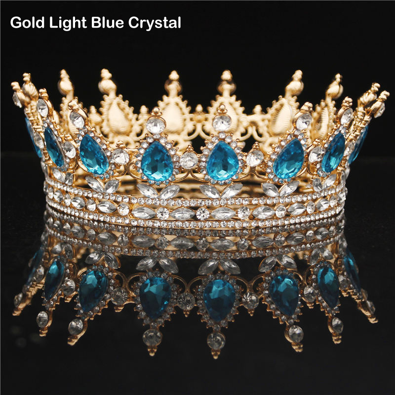 Bridal Crystals Headpieces Vintage Royal Queen King Tiaras and Crowns Men/Women Pageant Prom Diadem Hair Ornaments Wedding Hair Jewelry Accessories