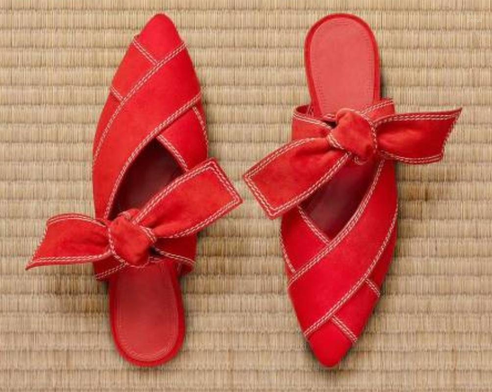 Womens Pointed Toe Big Bowknot Suede Leather Slipper Mules Flip-flops Flats Shoes Summer Black Red Slides New C5031
Womens Pointed Toe Big Bowknot Suede Leather Slipper Mules Flip-flops Flats Shoes Summer Black Red Slides New C5031