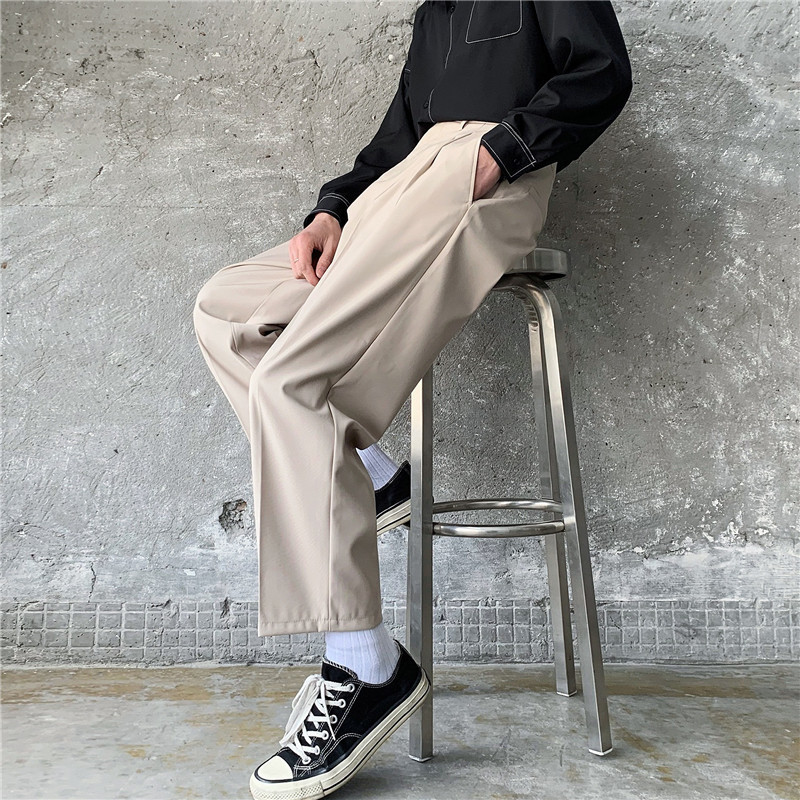 Retro Straight-Leg Pants New Men'S Casual Trousers Jogging Man Korean Fashion Trend Loose Wide-Leg Pant Streetwear High Quality 201126