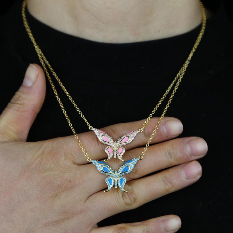 wholesale animals style pendant wholesale 5A cz paved pink sea blue enamel butterfly Charm Necklace Jewelry For women wedding
wholesale animals style pendant wholesale 5A cz paved pink sea blue enamel butterfly Charm Necklace Jewelry For women wedding