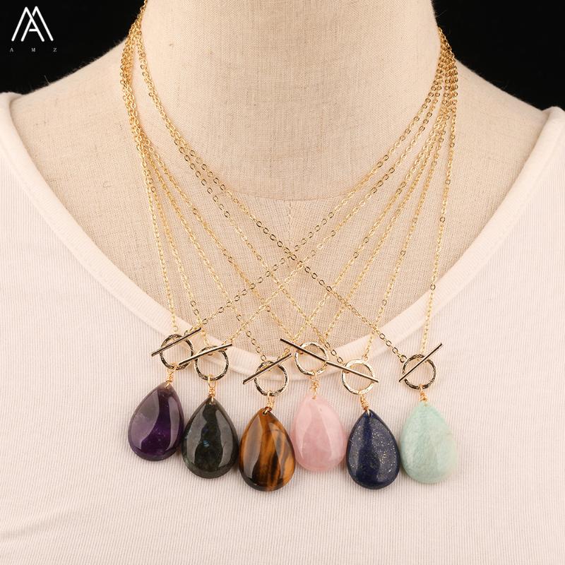 Natural Stones Beads Faceted Teardrop Pendant Gold Chains Necklace For Women Amethysts Roses Quartz Drop Beads Necklace Jewelry
Natural Stones Beads Faceted Teardrop Pendant Gold Chains Necklace For Women Amethysts Roses Quartz Drop Beads Necklace Jewelry
