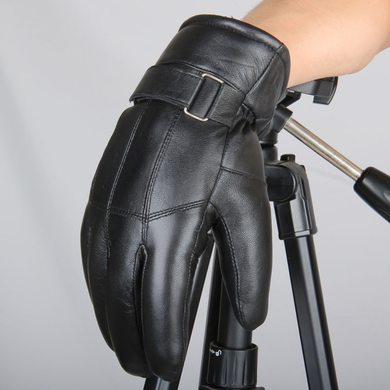 MPPM Men sheepskin gloves genuine leather glove for men winter Outdoor warm fur thickening thermal patchwork gloves T200111