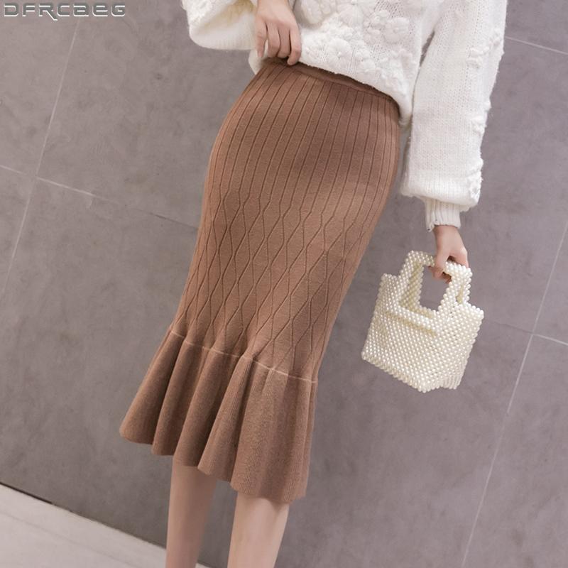 Autumn Winter Knitted Skirt Women Vintage Stretch High Waist Saia Midi Cute Mermaid Ruffle Skirt Package Hip Bodycon Wrap Skirts, Black
Autumn Winter Knitted Skirt Women Vintage Stretch High Waist Saia Midi Cute Mermaid Ruffle Skirt Package Hip Bodycon Wrap Skirts, Black
