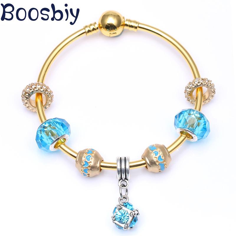 Charm Bracelets Blue Crystal Water Drop Pendants Fits Gold Color Snake Chain Bracelet DIY Fashion Brand Jewelry Gift For Women 
Charm Bracelets Blue Crystal Water Drop Pendants Fits Gold Color Snake Chain Bracelet DIY Fashion Brand Jewelry Gift For Women