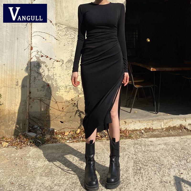 Vangull Solid Drawstring Sexy Knitted Women Dress Split Sheath Design Slim Long Dress O-neck Spring Autumn New Female Dresses, Black
Vangull Solid Drawstring Sexy Knitted Women Dress Split Sheath Design Slim Long Dress O-neck Spring Autumn New Female Dresses, Black