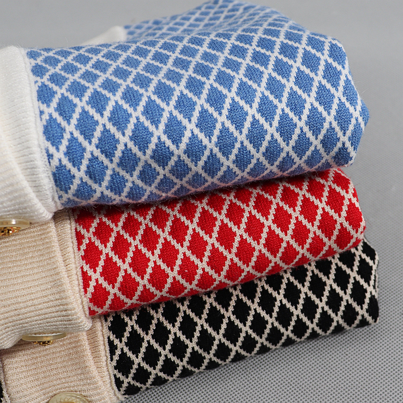 GIGOGOU Jacquard Knit Cardigan for Women Autumn Winter Single Breasted Argyle Cardigan Sweater Soft Chic Female Jacket Coat 201203