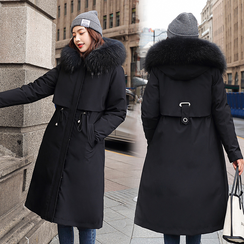 New Snow Wear Fur Liner Long Parkas Winter Jacket Women Plus Size Fur Collar Hooded Thick Winter Coat Women Outwear High Quality 201019