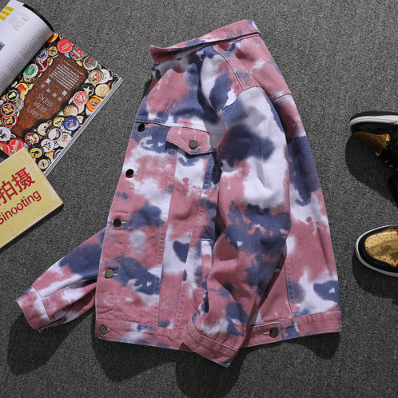 Men Camouflage printed Slim fit jeans Jackets Pink black white Hip Hop Man Streetwear Cotton Casual Denim Coat Plus Size 4XL 201116