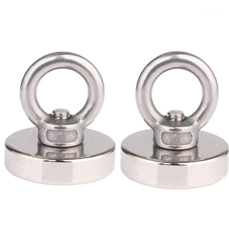 2Pack 41Kg Pulling Force Strong Rare Earth Magnets Round Neodymium Fishing Magnet Diameter 1.4 Inch (36Mm) Magnetic Hooks For1
