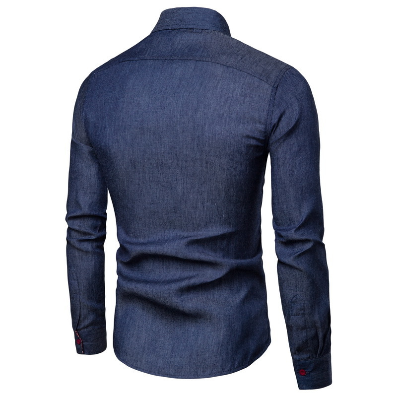 New Arrival Men's Shirts Solid Slim Fit Long Sleeved High Quality Wash Denim Cowboy Jeans Shirts Men Casual Winter Autumn 201120