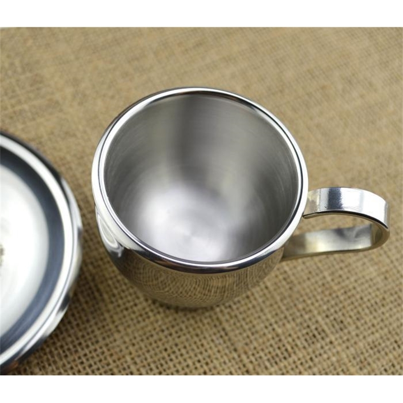 Fashion stainless steel double layer coffee cup set flower tea cup tea cup d'Angleterre espresso bother mug coffee mug T200506