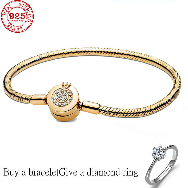 fit original 925 Sterling Silver Mesh bracelet Round Shape Chain charm fo 220218
