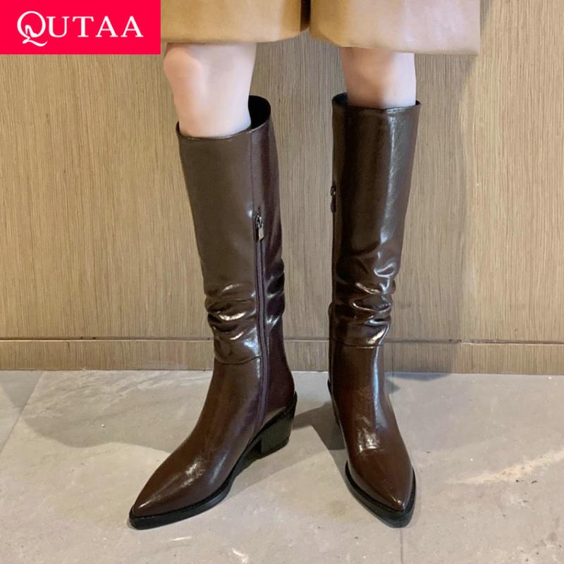 QUTAA 2021 Knee High Women Boots Pointed Toe Zipper Fashion Winter Women Shoes Square Heel Cow Leather Long Boots Size 34-40, Beige
QUTAA 2021 Knee High Women Boots Pointed Toe Zipper Fashion Winter Women Shoes Square Heel Cow Leather Long Boots Size 34-40, Beige