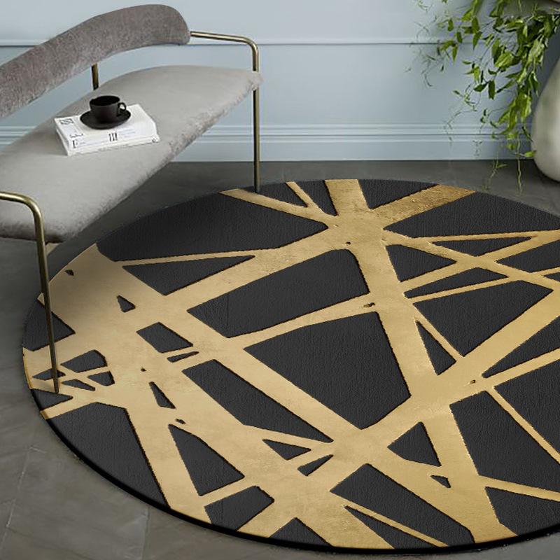 Modern Brief Black Background Golden Crossing Line Round Carpet Living Room Large Area Rug for Bedroom Soft Velvet Floor Mat, Green
Modern Brief Black Background Golden Crossing Line Round Carpet Living Room Large Area Rug for Bedroom Soft Velvet Floor Mat, Green