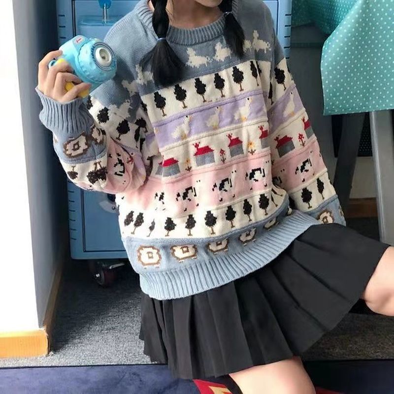 Autumn Vintage Ladies Sweaters Women Thick Pullover Winter Warm Knitting Jumper Soft Long Sleeve Sweater Lovely Japanese Tops 201223