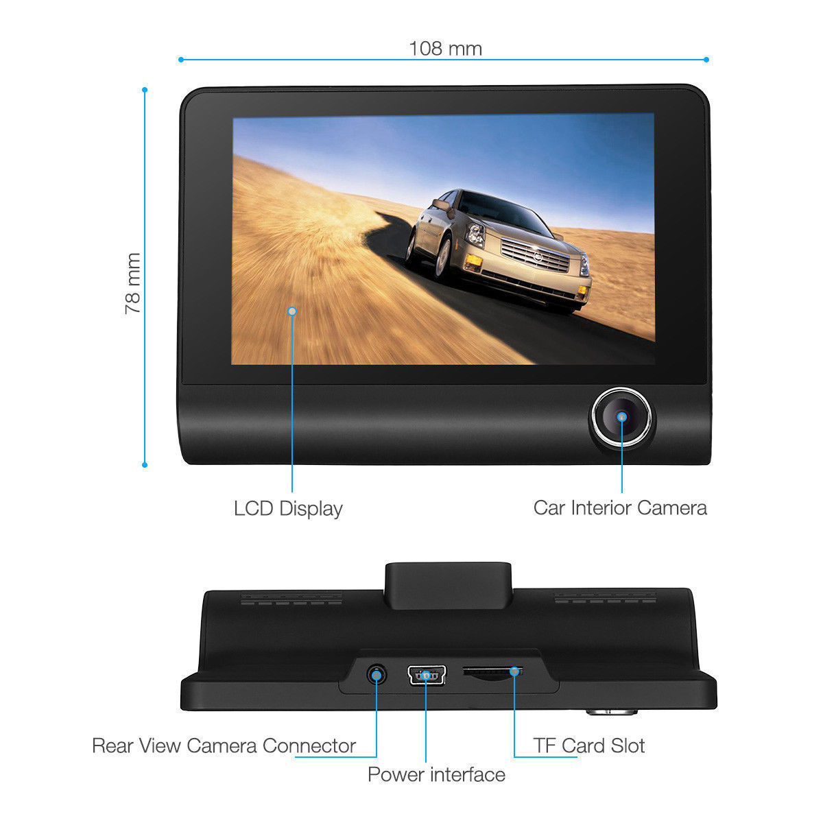Original 4'' Car Dvr Camera Video Recorder Rear View Auto Registrator Ith Two Cameras Dash Cam Dvrs Dual Lens New Arrive