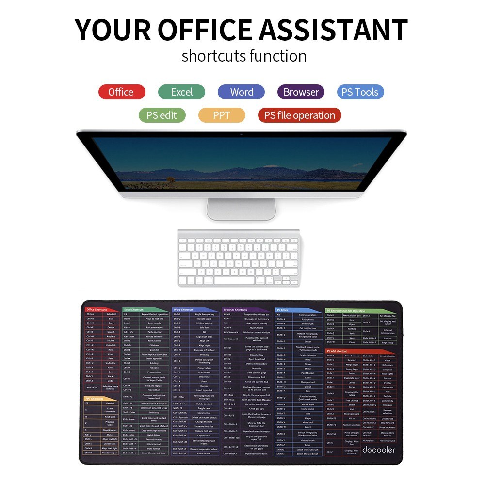 Mouse Pads Wrist Rests Office Large Gaming Mouse Pad for Laptops PC Desktop Keyboard Shortcuts Mouse Mat Desk Mousepad L231023