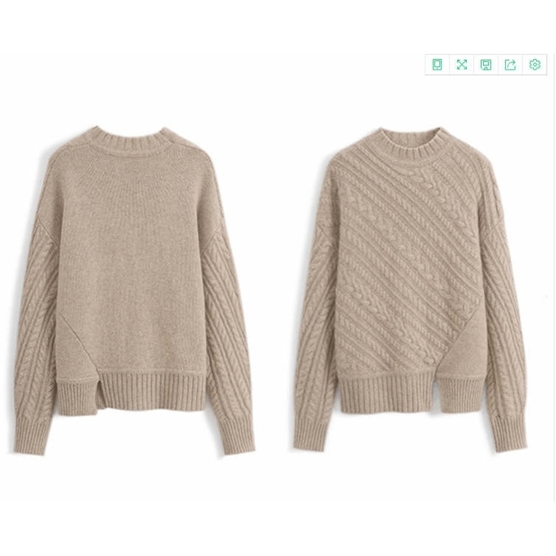 wool sweater female half-high collar oblique twisted loose loose lazy wind wool bottoming sweater women knitted pullover 201201