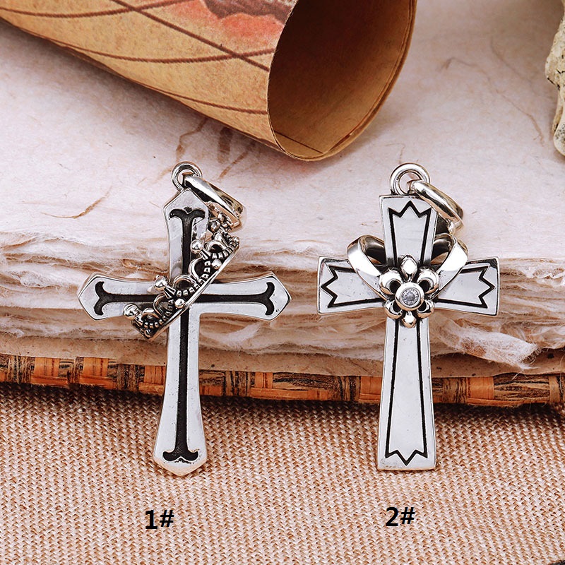 925 sterling silver necklace pendants American European vintage jewelry antique silver cross handmade designer pendants gift for men women