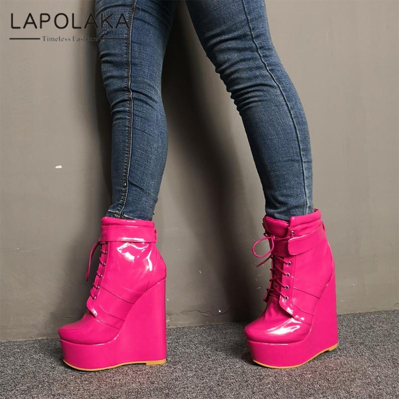 Lapolaka New Fashion 2020 Plus Size 47 Platform Ankle Boots Women Shoes Wedge High Heels Lace Up Top Quality Shoes Lady Boots, Rosy red
Lapolaka New Fashion 2020 Plus Size 47 Platform Ankle Boots Women Shoes Wedge High Heels Lace Up Top Quality Shoes Lady Boots, Rosy red