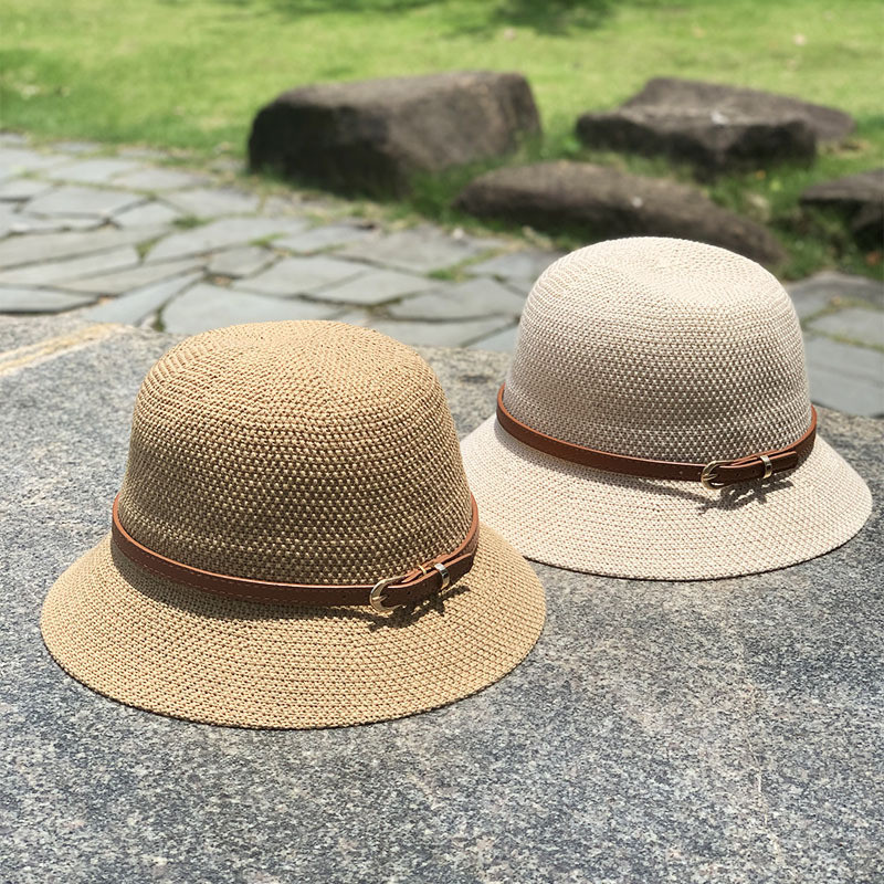 Belt Buckle Dome Caps Korean Style Sweet Beach Hats Outdoor Travel Wide Brim Hats
