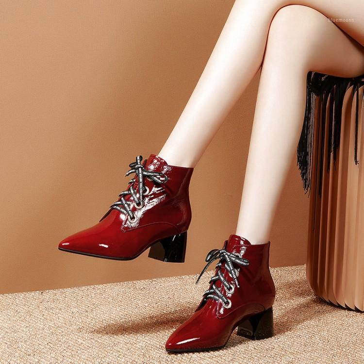 MLJUESE 2020 women ankle boots cow leather lace up pointed toe winter short plush high heels boots women size 411, Black
MLJUESE 2020 women ankle boots cow leather lace up pointed toe winter short plush high heels boots women size 411, Black