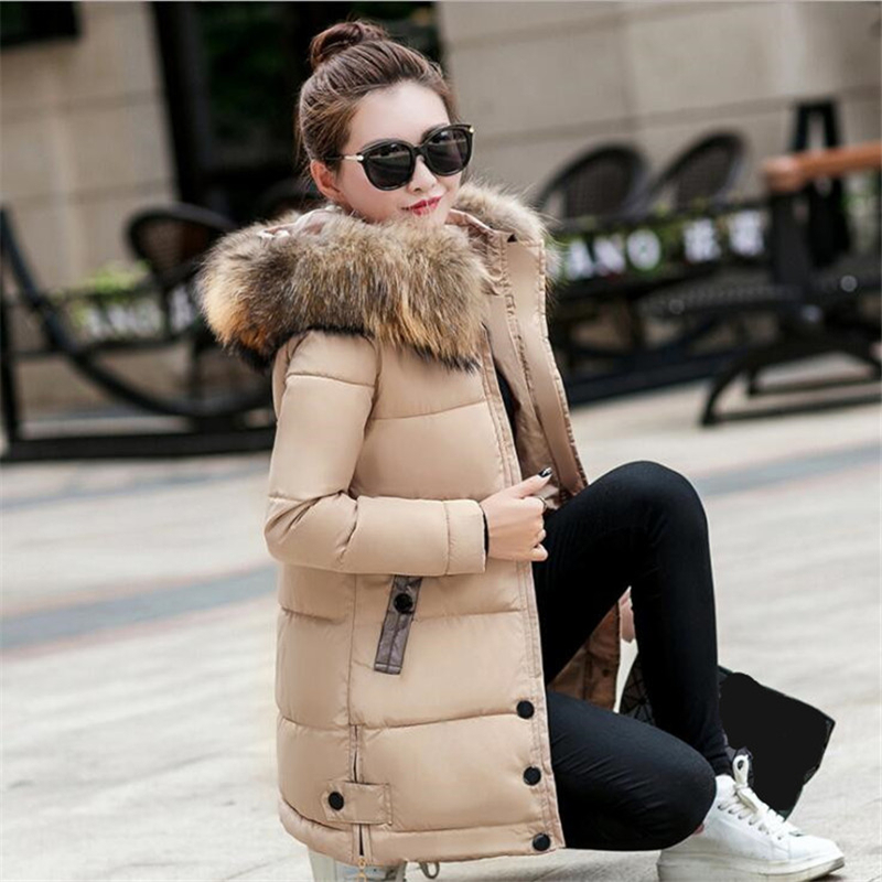 New 2019 Winter Jacket Women Coats Artificial raccoon hair collar Female Parkas black Thick Cotton Padded Lining Ladies Coats T200114