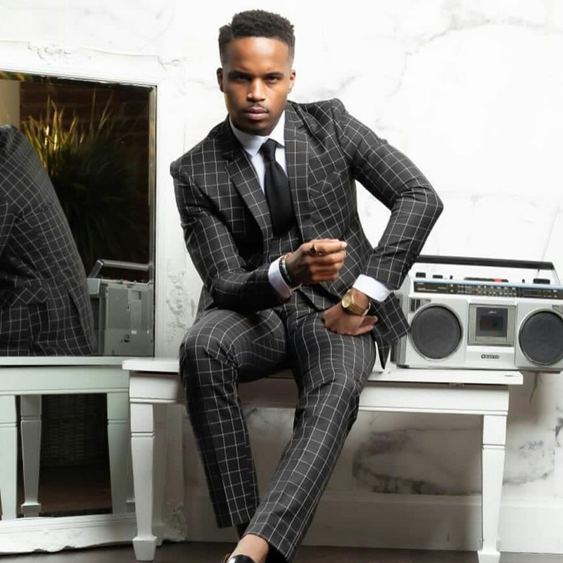 black check mens business suits 3 pieces groom best man pants suit formal wedding tailored blazer jacket jacketvestpants