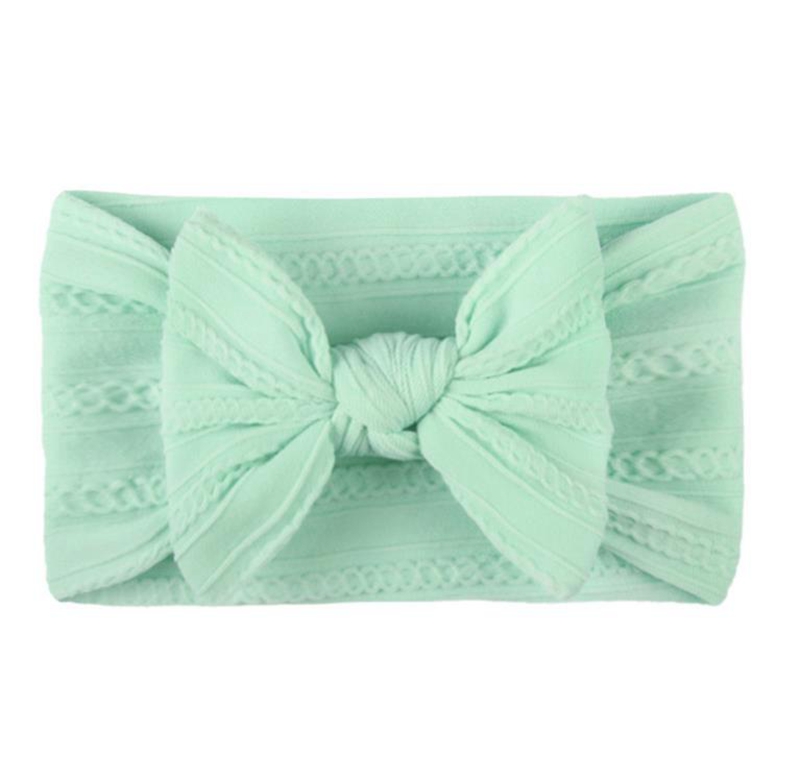 Baby Headband Jacquard Bow Knot Turban Nylon Toddler Girls Head Wrap Solid Wide Headwear Hair Accessories 18 Colors DW6381