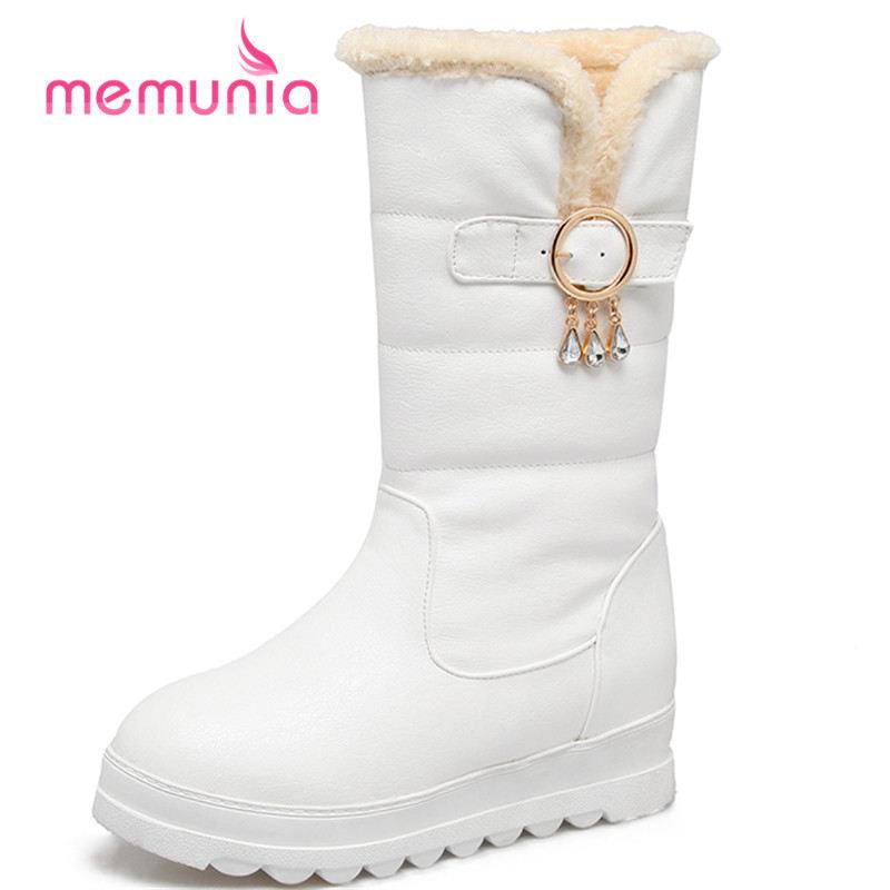MEMUNIA new arrive 2020 autumn winter short plush snow boots high quality pu leather boots high heel mid calf size 33-43, Black
MEMUNIA new arrive 2020 autumn winter short plush snow boots high quality pu leather boots high heel mid calf size 33-43, Black