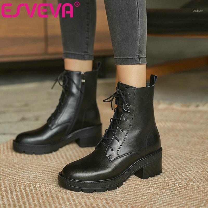 ESVEVA 2021 Cow Leather Classic Fashion Square High Heel Ankle Boots Platform Women Boots Zipper Lace Up Big Size 34-391, Brown short plush
ESVEVA 2021 Cow Leather Classic Fashion Square High Heel Ankle Boots Platform Women Boots Zipper Lace Up Big Size 34-391, Brown short plush